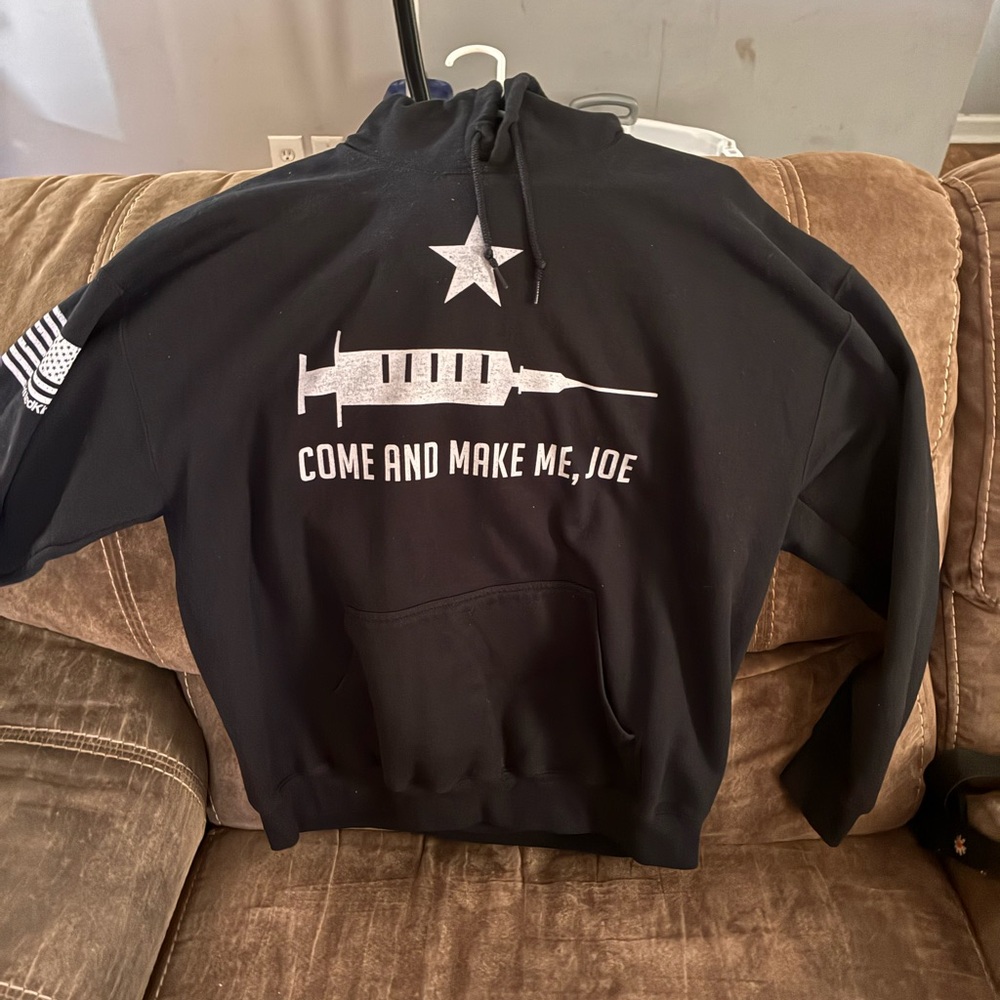 Black Graphic Hoodie with Slogan